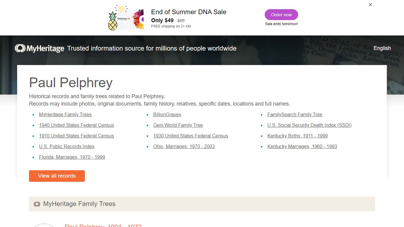 Paul Pelphrey - Historical records and family trees - MyHeritage